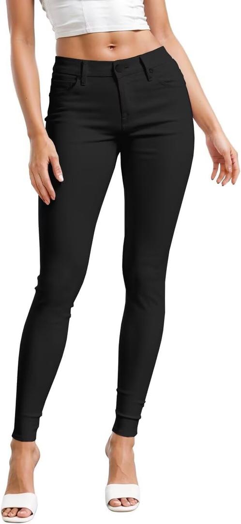 Hybrid & Company Womens Hyper Ultra Stretch Comfy Skinny Leg Work Casual Pants (1X Short, Black)