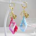 YUHUANLAN Iridescent Acrylic Conch Keychain Seashell Keyring for Women Men 6 Color Options Unique Beach Gift Key Chain (blue)