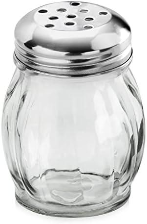 New Star Foodservice 22377 Glass Swirl Cheese & Crushed Red Pepper Shaker with Stainless Steel Perforated Top, 6-Ounce, Set of 12