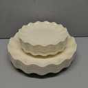 LIYH 24 Pcs Plastic Plates Reusable,Unbreakable Dinner Plates, Scalloped Plastic Plates, Dishwasher Safe,Ivory Plate Sets Perfect for Parties, Birthday, Picnics, BPA Free(12Guests)