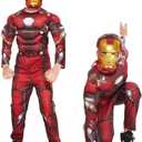 Halloween Muscle Costume Jumpsuit Boy Superhero Cosplay Costume Includes Mask