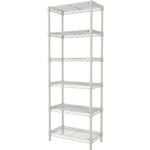 SINGAYE 6 Shelves Storage Shelf Wire Closet Bathroom Organizers Metal Pantry Kitchen Small Garage Shelving Unit Laundry Room Organization Home Corner Rack Estantes para Cocina White 10" Dx16 Wx60H (6 White 10"Dx16"Wx60"H)