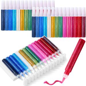 Motipuns 42 Pcs Glitter Suncatcher Paint Pen Bulk for Kids DIY Stained Glass Pigment Window Art Pens Suncatcher Paint Markers Crafts Sets 14 Colors