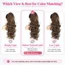 ALXNAN Ponytail Extension,24 Inch Claw Clip in Long Curly Wavy Chocolate Brown with Highlights Ponytail Hair Extension Jaw Clip on Pony Tails Hairpiece for Women