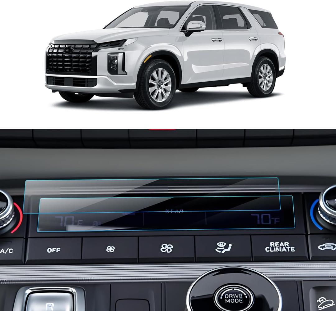 2PCS Car Screen Protector for 2025 2024 2025 2023 Hyundai Palisade AC(SEL/XRT/Limited) Accessories Center Air Conditioner Nano Touchscreen Protector Film HD Clear Anti-Glare
