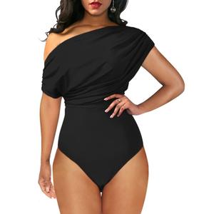YMDUCH Women's Sexy Off Shoulder Sleeveless Bodycon One Piece Bodysuit Top L