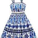 MakeMeChic Women's Summer Tribal Print Cami Dress Sleeveless A Line Flare Mini Dresses Boho Sundress (Medium)