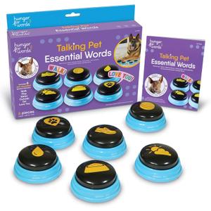Hunger For Words Talking Pet Essential Words - 6 Piece Set Pre-Recorded Speech Buttons for Dogs, Dog Buttons for Communication