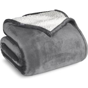 Bare Home Sherpa Fleece Blanket - Twin/Twin Extra Long - Blanket for Bed, Sofa, and Couch - Warm & Lightweight - Fluffy & Soft - Reversible (Twin/Twin XL, Grey)