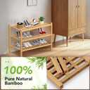 Haddockway Large 3 Tier Bamboo Shoe Rack Storage Organizer, Multifunctional Free Standing Stackable Shoe Shelf with Grid Panel for Closet,Hallway,Entryway,Small Space 27"x12"x21"