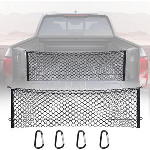 Chevy Silverado & Ford F150/F250 Truck Bed Cargo Net - Elastic Mesh Net Organizer (49x15.2 Inch)