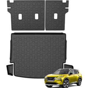 KUST Trunk Cargo Mat for Nissan Rogue 2021-2025 2026, TPE Rubber Cargo Liner with Backrest Mat for Rogue Accessories Rear Trunk Liner High Edge