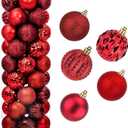 45Pcs 6cm/2.36inch Christmas Balls Glitter Ornaments Set, Shatterproof Plastic Xmas Tree Hanging Ornament, Christmas Decorations Balls for Holiday Festival Wedding House Bar Party, Red 