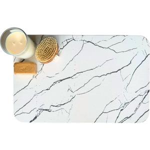 Non-Slip Bath Mat - Stone Bath Mat, Stone Drying Mat, Bathroom Mats, Bath Rugs for Bathroom, Diatomaceous Earth BathMat, Tapetes para Bao, Rugs for Bathroom Floor, 23.5" x 15.5"- White Marble