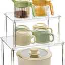 Acrylic Cabinet Organizer, Set of 2 Shelf Organizer, Spice Rack Organizer for Cabinet, Desk Countertop Organizer, Stackable Shelves for Pantry Kitchen Storage and Organization