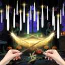 Floating Candles with Wand, 20 Pack Halloween Battery Operated LED Hanging Candles Electric Floating Candle for Halloween Party Decor Christmas 10.8in