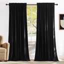 NICETOWN Black Velvet Curtains 84 inch Long for Bedroom Rod Pocket Blackout Panels, Solid Heavy Matt Drapes/Window Treatments for Home Theater, Boys Room (2 Panels, 52 x 84)