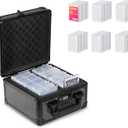 Sports & Collectible Card Storage Case with Dual Compartments + 60 Protective Sleeve Boxes – Portable Organizer for Trading Cards, Memorabilia Display (6"x9"x9")