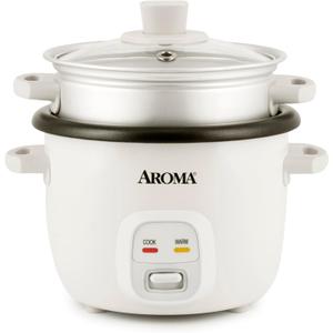 AROMA Rice Cooker, 2-Cup (Uncooked) / 4-Cup (Cooked), Steamer, Grain Cooker, Soup Maker, Oatmeal Cooker, Auto Keep Warm, 1 Qt, White, ARC-302-1NG