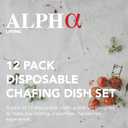 Alpha Living 12 Pack - Disposable Chafing Dish Buffet Set, Welded Body Food Warmers for Parties, 2hr Fuel Cans Complete Set, Half Size Pans, Warming Trays
