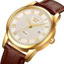 Mens Womens Quartz Watch Roman Numeral Business Casual Fashion Analog Wrist Watch Classic Calendar Date Window 30M Waterproof Comfortable Leather Watches