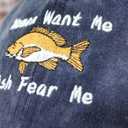 Hepandy Women Want Me Fish Fear Me Embroidered Navy Blue Baseball Caps for Men, Adjustable Embroidery Trucker Hats Snapback Cotton Dad Hat