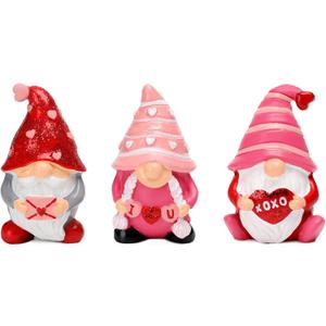 3Pcs Valentines Day Gnome Tiered Tray Decor, Valentines Day Gift Resin Gnome Decorations, Home Ornaments for Table, Shelf