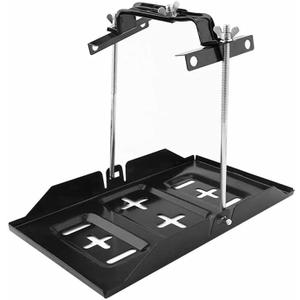 THEPRO Battery Hold Down Tray Kit, Corrosion-Resistant Steel Storage Battery Holder Adjustable Bracket Clamp for Car, Boat, Marine (9'' Bolt with 13.58'' Battery Tray)