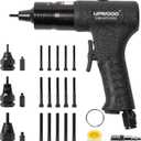 Pneumatic Rivet Nut Gun with #8-32, 10-24 & 1/4-20 Quick-Change Nose-Piece Assembly, Air Rivet Nut Pull Setter Tool, 5pcs Mandrels Included with Each Size NR1500S