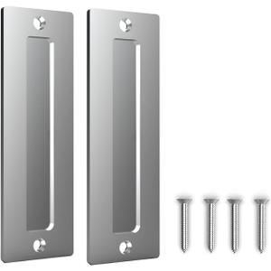 Orgerphy Stainless 7 Barn Door Handle Finger Pull Set (2 Pack)| Heavy Duty Modern Simple Invisible Handle for Gates Garages Sheds Barn Door, Pocket Door | with Flat Bottom Easy to Install (2 Pack)