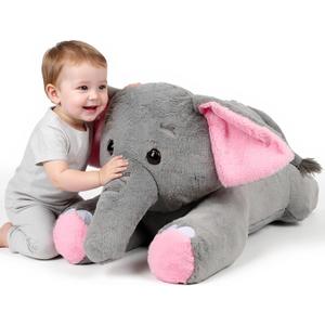 31.5" Large Elephant Stuffed Animal, Giant Grey Elephant Plush Toy Huge Size Fluffy Plushy Jumbo Plushie Birthday Gift for Kids,Toddlers