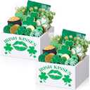 2 Pcs St Patrick's Day Candy Dish Wooden Shamrock Candy Green Bowl Dish Irish Kisses Snack Serving Bowl Decoration Storage Tableware for Home Classroom Holiday Party Centerpieces Decor