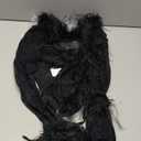 MakeMeChic Women's Faux Fur Fuzzy Long Sleeve Top Mesh Lace Open Front Y2K Tee Shirts (Medium, Black)