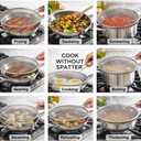 HIC Kitchen Splatter Screen, 18/8 Stainless Steel with Fine Mesh, 9-Inch, Fits Up To 8.5-Inch Pans