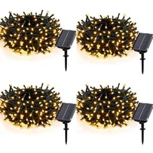 Solar Christmas String Lights Outdoor, 33ft 100 LED Solar Fairy Light 8 Modes Waterproof Xmas Lights for Garden, Patio, Home, Party, Wedding, Holiday, Tree, Outdoor (Warm White, 4 Pack)