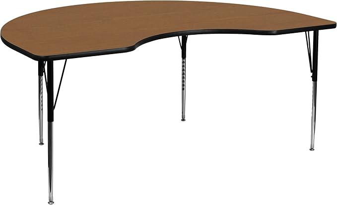 Flash Furniture 48''W x 72''L Kidney Grey Thermal Laminate Activity Table - Standard Height Adjustable Legs