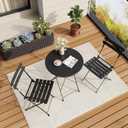 GarveeTech Folding Bistro Set Outdoor Patio Furniture, 3-Piece Black Foldable Table and Chairs with Heavy-Duty Steel Frame, No Assembly Required for Garden, Balcony, Backyard