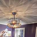 18.2" Modern Crystal Ceiling Fan with Light Black Crystal Fandelier Light Caged Ceiling Fan Light with Remote Reversible Industrial Chandelier Fan for Bedroom Living Room Dining Room Entry foyer, Black Crystal 18.2 IN