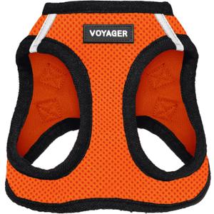 Best Pet Supplies - All Weather Mesh, Reflective, No Pull Harness for Small, Medium Dogs, Cats - Secure with Hook & Loop Fastener, Buckle, Double D-Rings - Orange/Black Trim, S