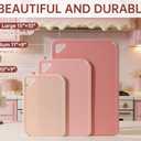 THETCHRY Plastic Cutting Board Set, Pink Cutting Board with Non-slip, Cutting Board for Kitchen Set of 3, Dishwasher Safe, BPA Free, Reversible, with Grip Handle, Pink