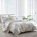 Tommy Bahama - Queen Comforter Set, Reversible Cotton Bedding with Matching Shams, Super Soft Bedding Set (Bakers Bluff Blue, Queen) (Off White/Blue/Grey)