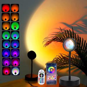 Sunset Lamp Projector Led Lights for Bedroom Night Light RGB Lights Sun Sunlight Sunrise Lamp 10w 360 Rotation Mood Lighting Home/Room Decor Christmas Gifts for Women,Desktop Multicolor (Black)