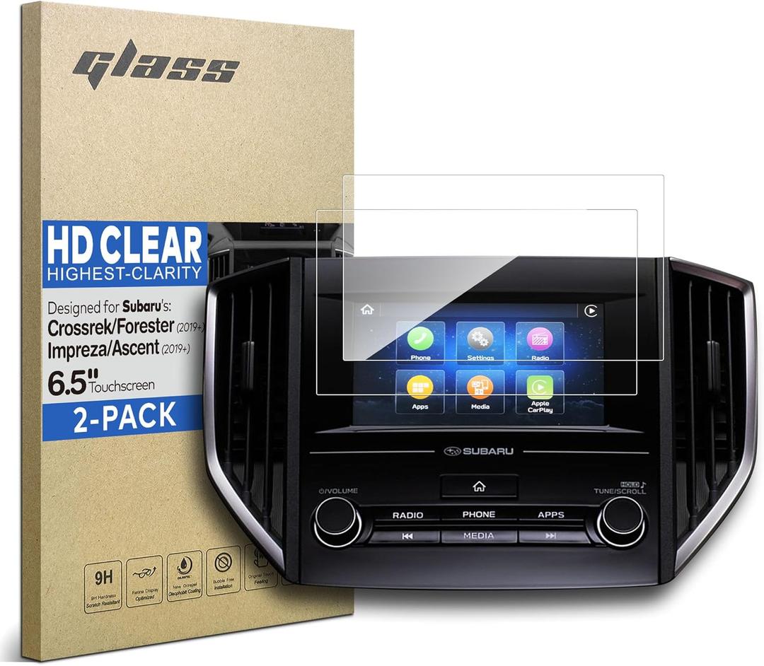 [2-PACK] Tempered Glass Screen Protector for Subaru Ascent (2019-2022), Crosstrek (2018-2023), Forester (2019-2024), Impreza (2017-2023) 6.5" Touchscreen (HD Clear)