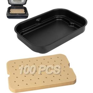 Foodi Smart Grill Pans & Air Fryer Liners for Ninja FG551 Foodi XL 6-in-1 Indoor Grill, Non-Stick Air Frying Griddle Plate with Disposable Perforated Paper for Ninja Air Fryer Accessories