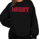 FASHGL Christmas Sequins Sweatshirts Women Merry Glitter Patch Crewneck Sweater Xmas Long Sleeve Pullover Top (Black, XL)