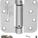 Dynasty Hardware Door Hinges, 4-Inch Spring Loaded Self Closing Hinges with 5/8" Radius Corners, Heavy Duty for Interior or Exterior Doors, Quiet Auto Close Action, 2-Pack, Satin Nickel Finish