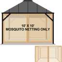 Tatuo Gazebo Universal Replacement Mosquito Netting 10 x 10 ft Outdoor Mesh Net Screen 4 Panel Sidewall Gazebo Curtains, with Zipper for Patio Canopy Porch Garden Camping (Khaki)
