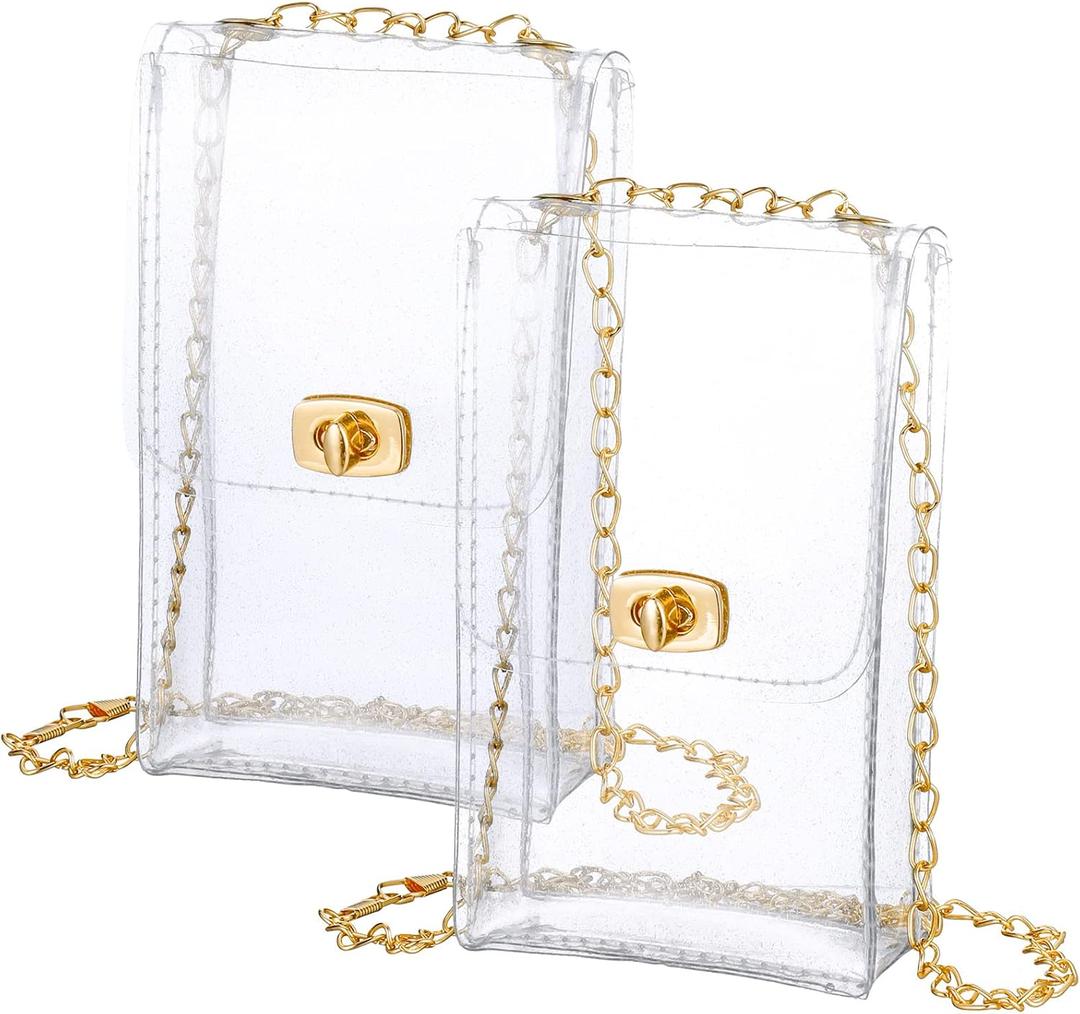 2 Pcs Clear Bag Stadium Approved Small Clear Purses PVC Plastic Bag for Women Men Sporting Concert