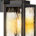 11.6" Motion Sensor Outdoor Wall Lights, Waterproof Exterior Lighting Fixtures with Water-Rippled Glass, Bronze Modern Outside Wall Sconce Lanterns for House, Porch, Garage, Patio, Bulbs Not Included