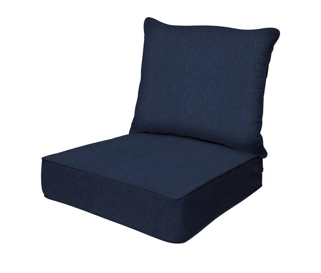 Honeycomb Outdoor Deep Seat, 24 x 23, Textured Solid Indigo Blue Chair Cushion for Patio Furniture